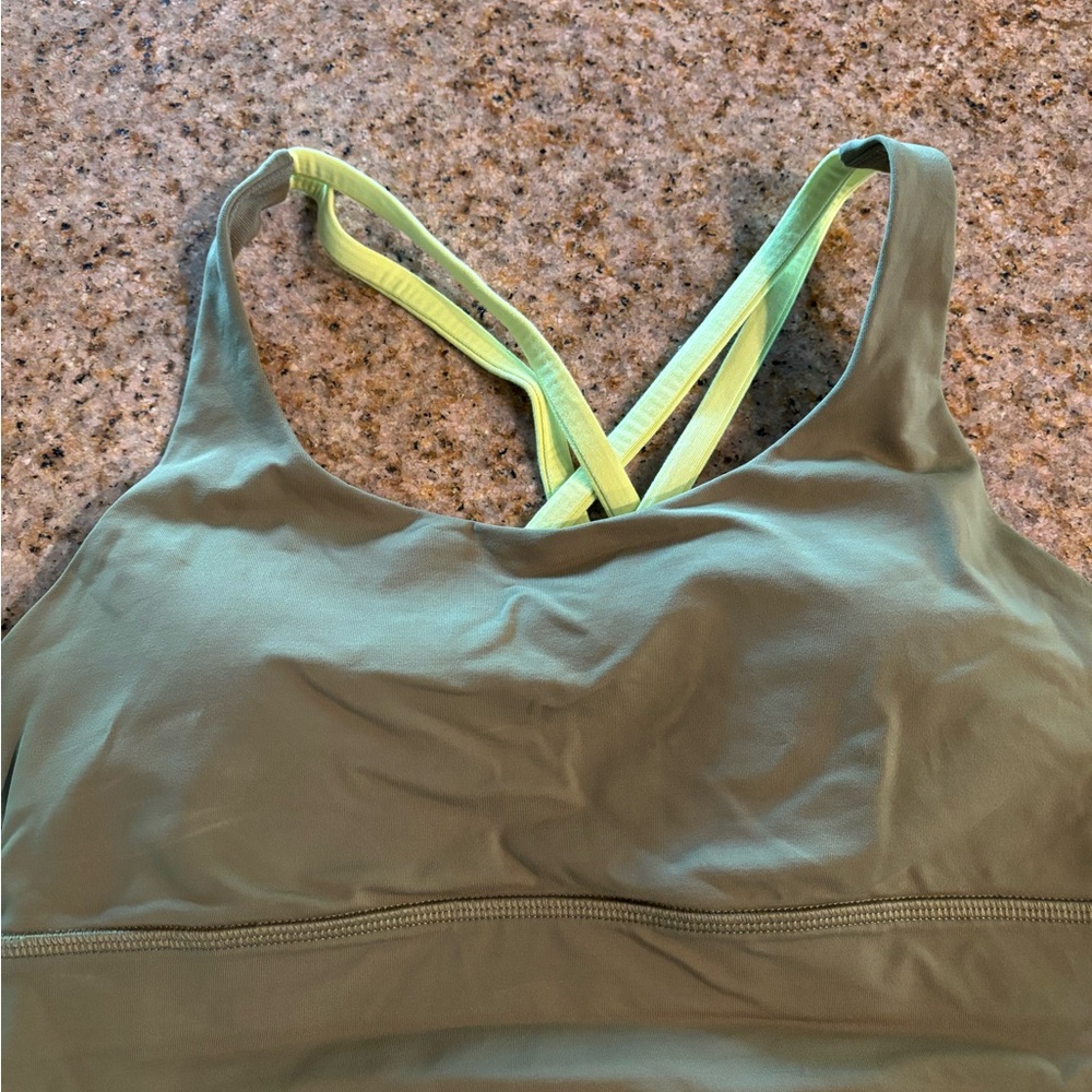 Lululemon Athletica Olive and Lime Sports Energy Longline Bra